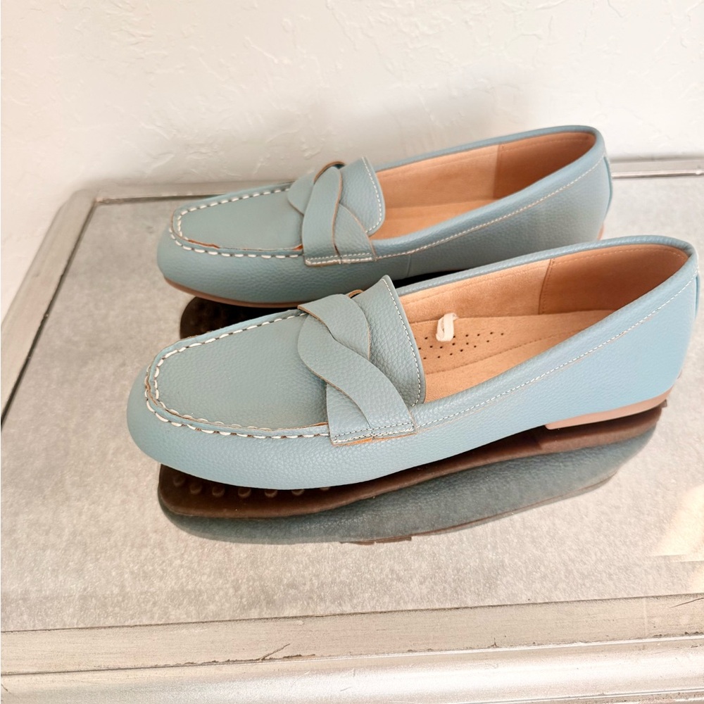 St. John's Bay Dove Gray- Blue Flats/Driving Moccasins/ Loafers